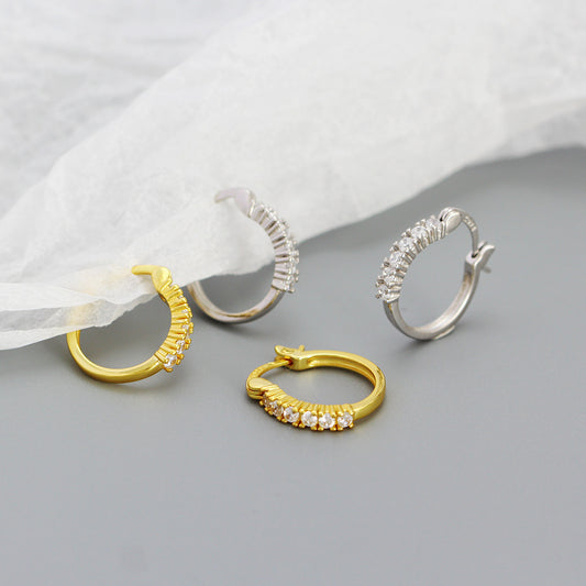 Trendy Classic Fashion Hoops with Micro-paved Zirconia Earrings