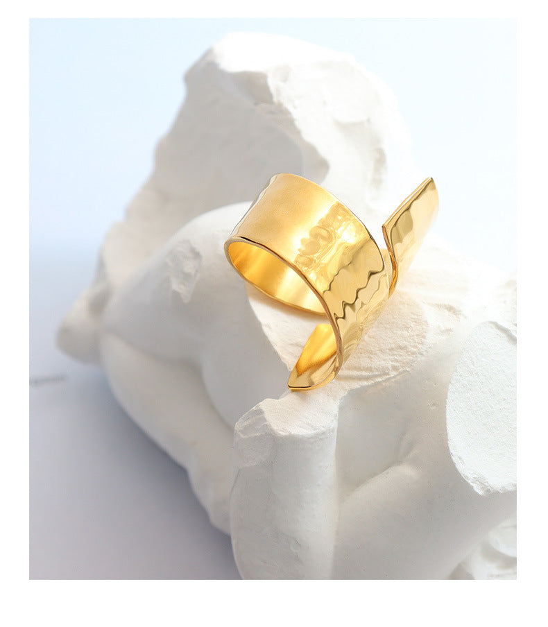 exaggerated female stainless-steel ring anti-faded gold color