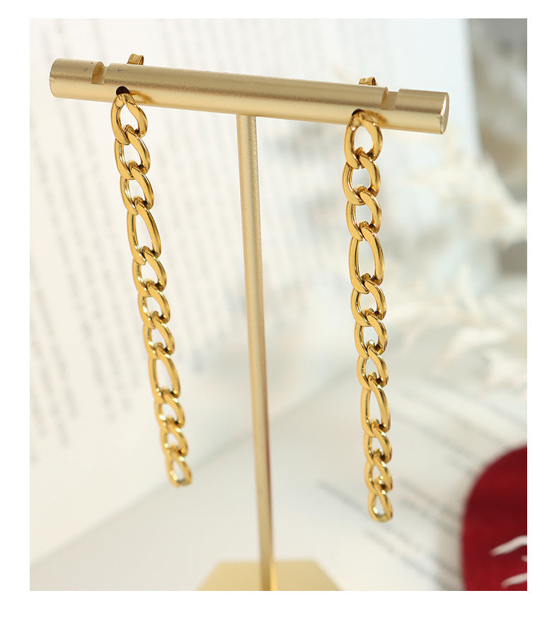 female fashion 18k gold plated chain earrings