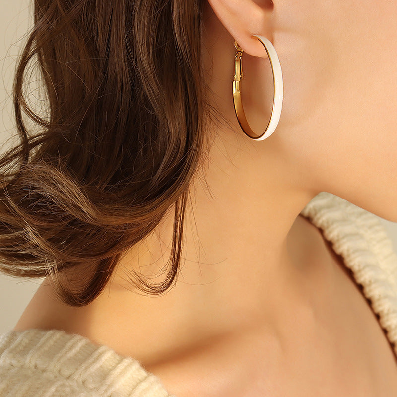 Trendy color oil drip enamel big elegant earrings hoops