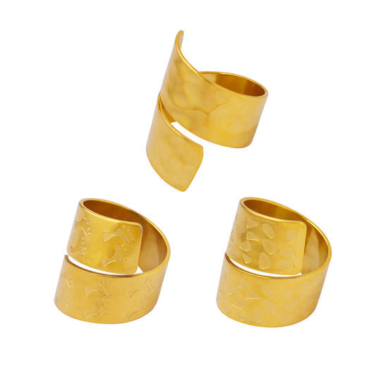 exaggerated female stainless-steel ring anti-faded gold color