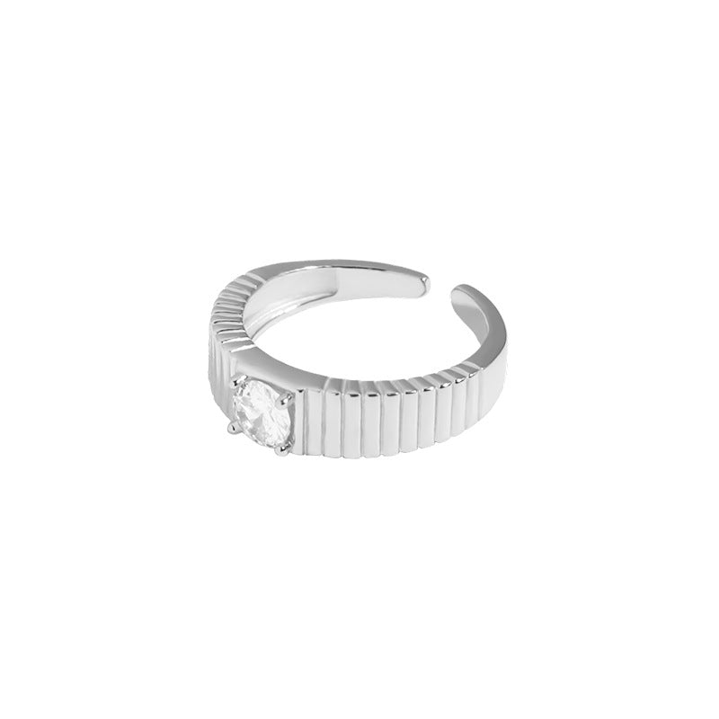 zircon sterling silver S925 female open fashion ring