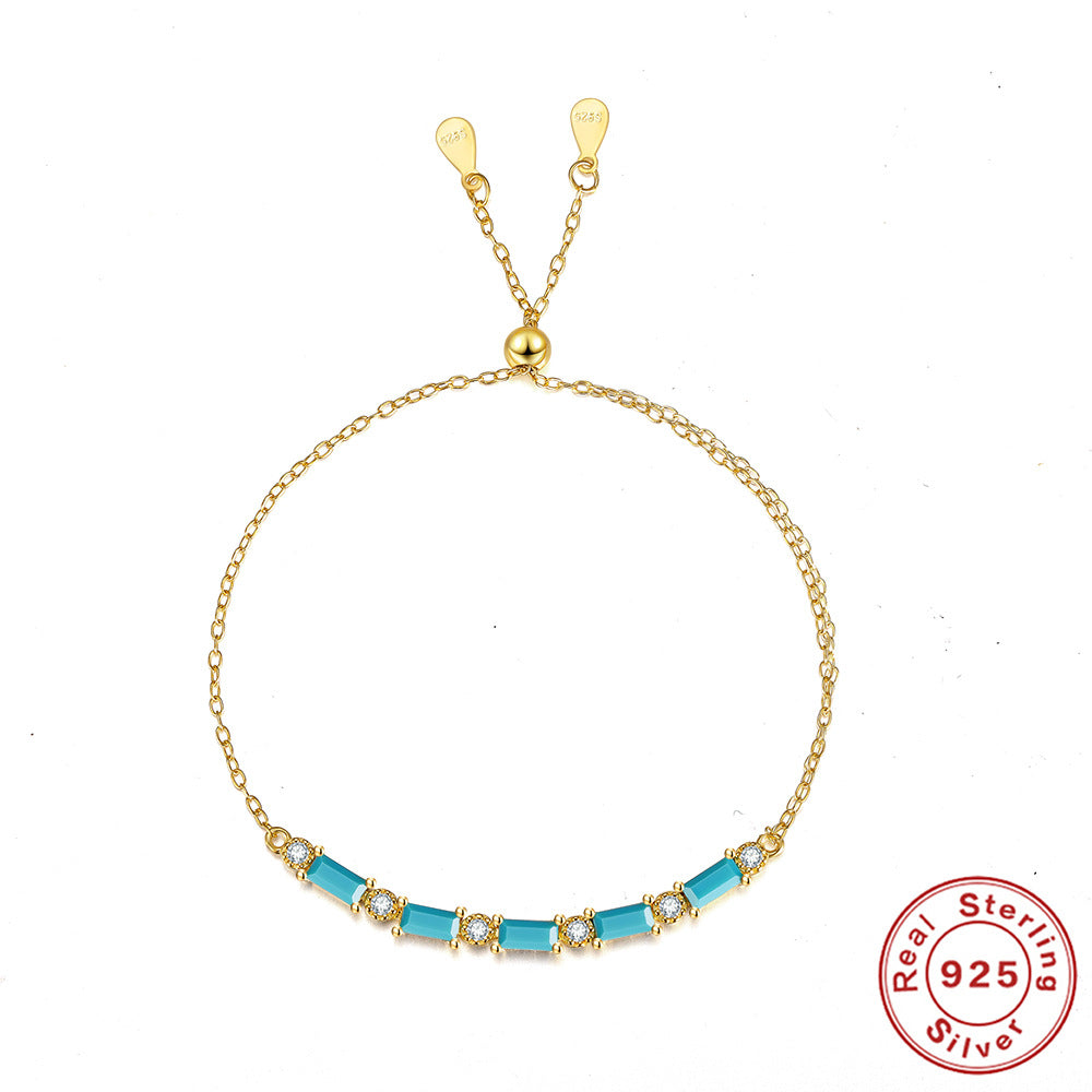 S925 sterling silver single row diamond bracelet jewelry star blue turquoise bracelet