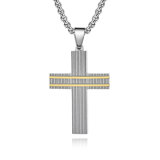 Creative New Double Color Cross Pendant Men's Hip Hop Cool Style Necklace Jewelry