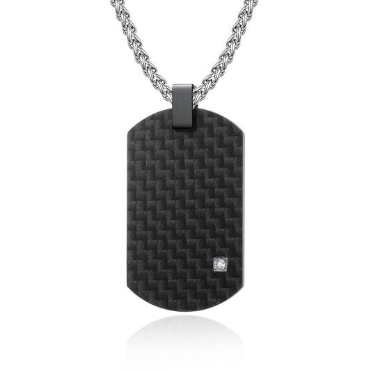Men's solid pure carbon pendant stainless titanium steel hang tag military tag necklace engravable vintage clothing pendant