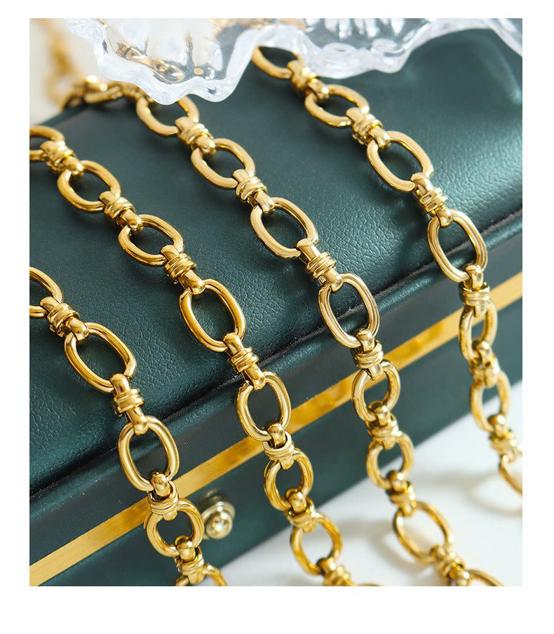 Thick chain Necklace Bracelet stainless steel 18K gold plated hip-hop fashion jewelry set