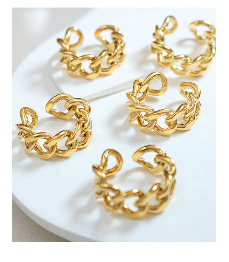 personality versatile simple chain twist opening titanium steel ring