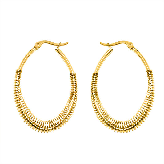 U-shaped women's titanium steel plated 18K gold big earrings hoops