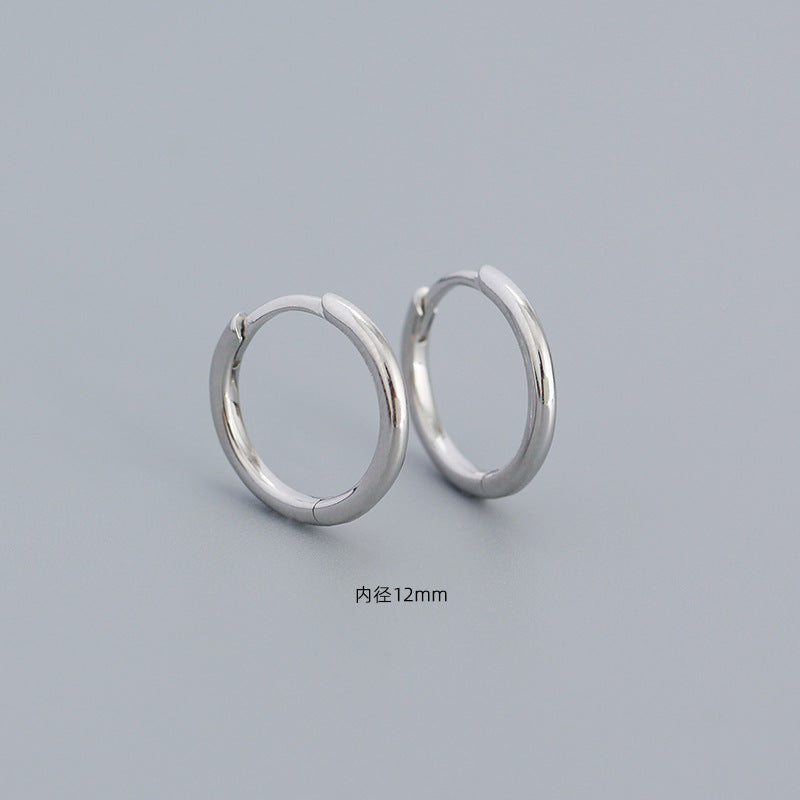 Exquisite Silver Smooth Round Wire Earrings Female