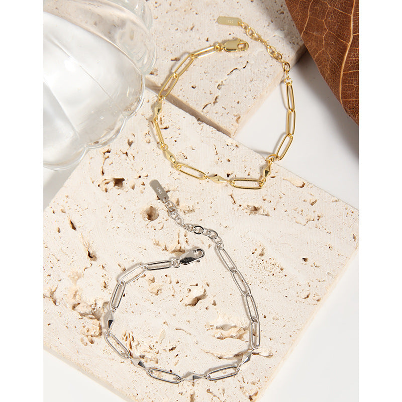 geometric diamond arc sterling silver S925 female fashion chain bracelet