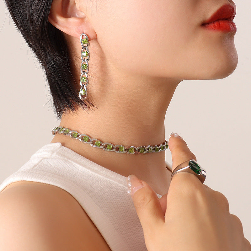 New Colorful Zirconia Bracelet Diamond necklace Exquisite Earrings Jewelry Set