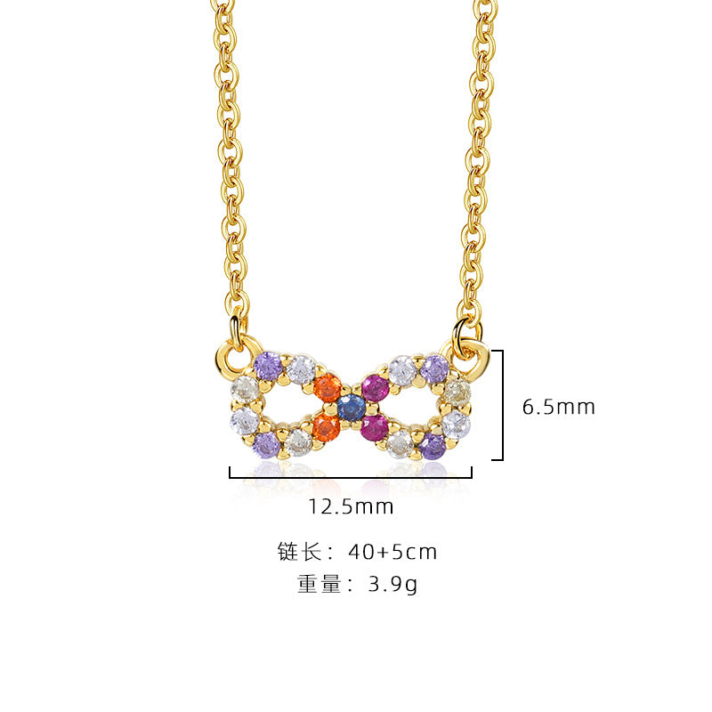 Colorful zircon necklace female cross pendant