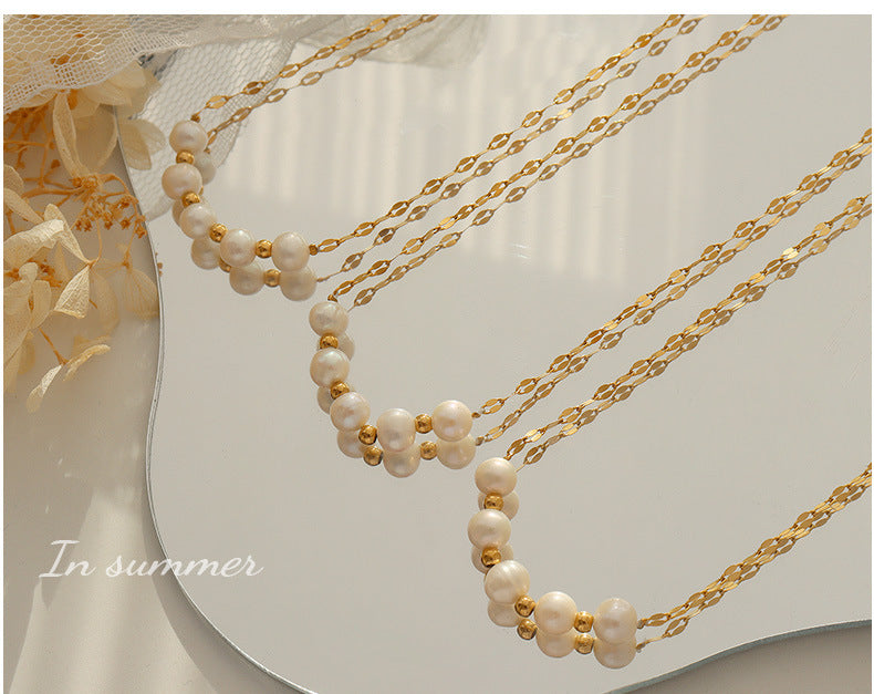 Jewelry wholesale fashion personality pearl pendant necklace hot sale gold fadeless jewelry