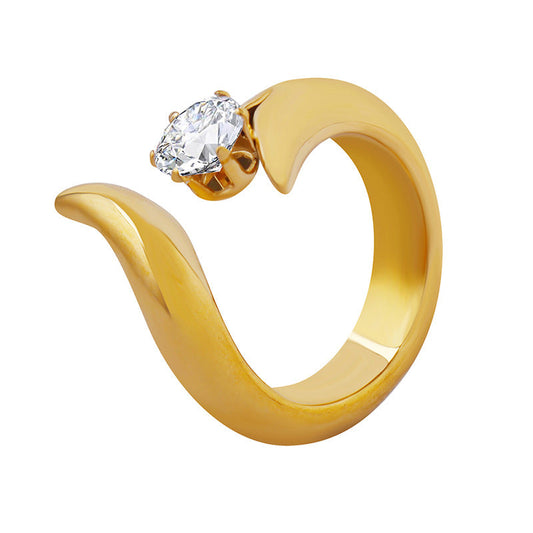 exaggerated shaped zircon diamond ring 18k gold plated women's ring jewelry