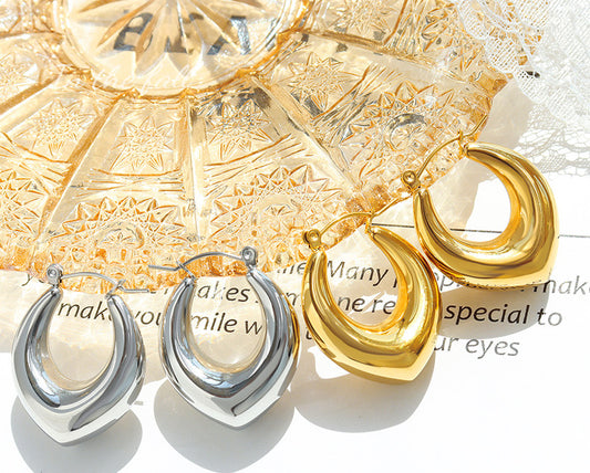 New Women's U-shaped Earrings 18K Gold Plated Stainless Steel Versatile Fashion Buckle Earrings