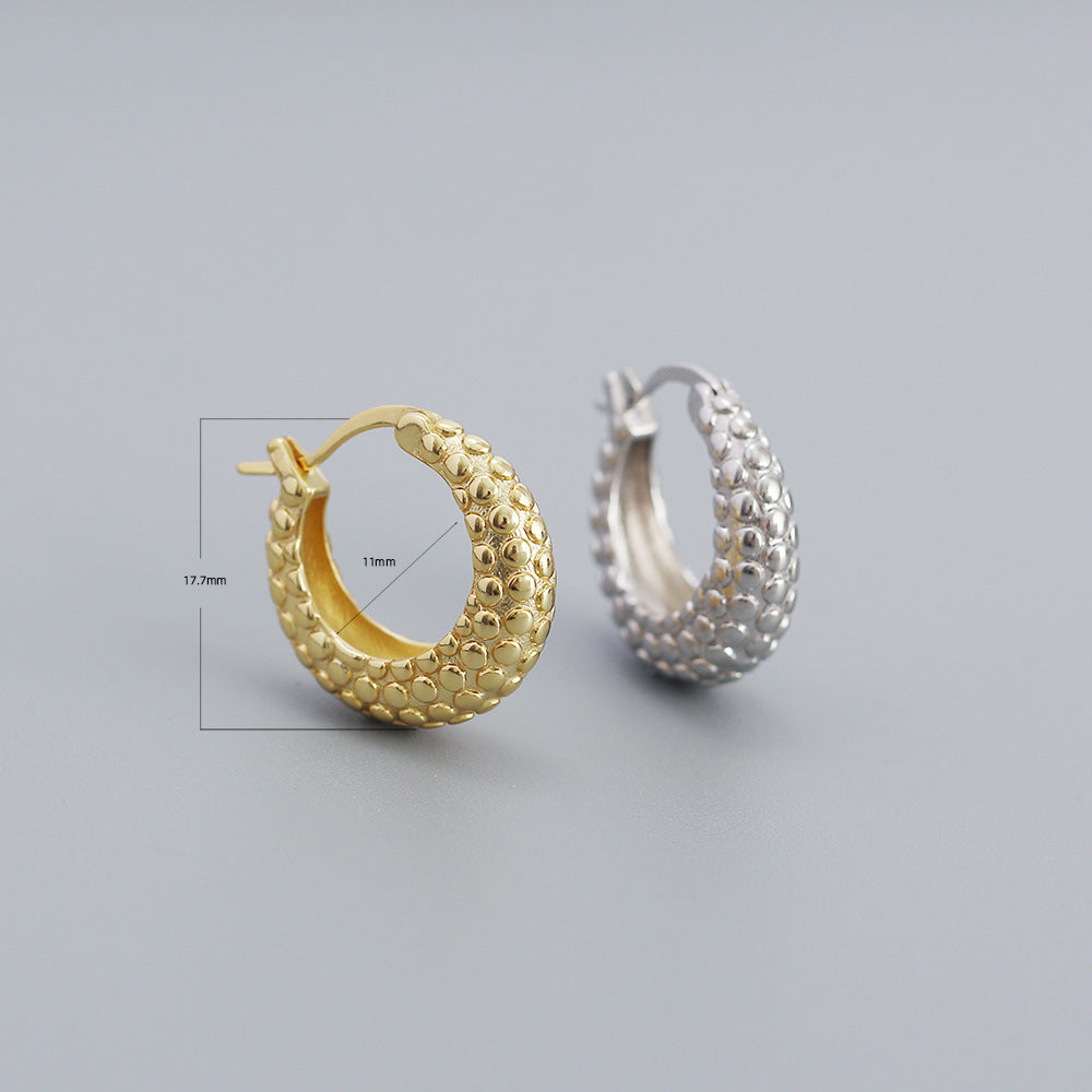 French style vintage earrings huggie hoops in high gold plating