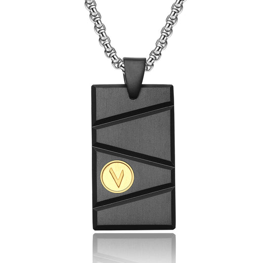 Hot sale new hip hop men's stainless steel pendant hot sale square beveled edge frosted titanium necklace