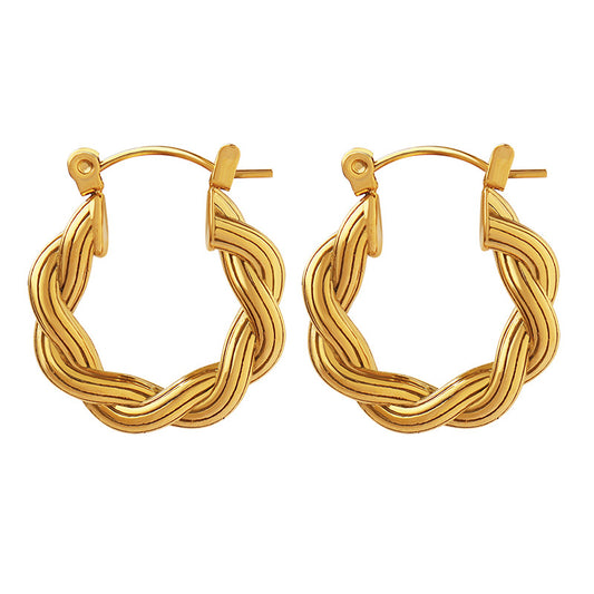Handmade titanium steel gold-plated trend kink U-shaped anti-tarnished earrings