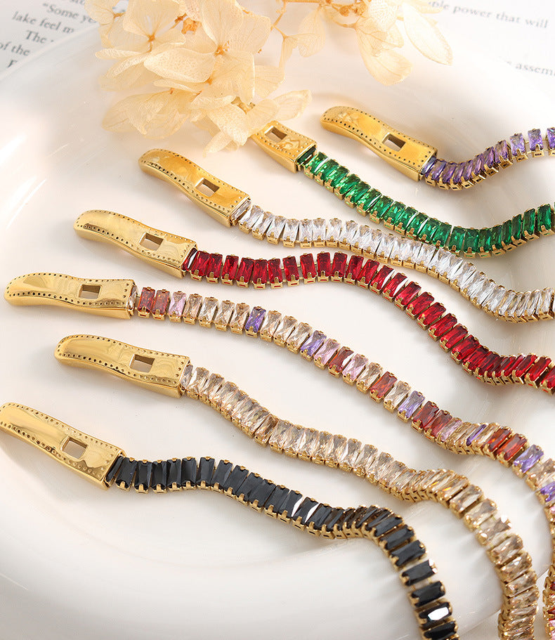 Luxury more colored zircon bracelet stainless steel gold-plated jewelry