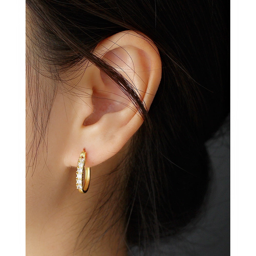 Trendy Classic Fashion Hoops with Micro-paved Zirconia Earrings