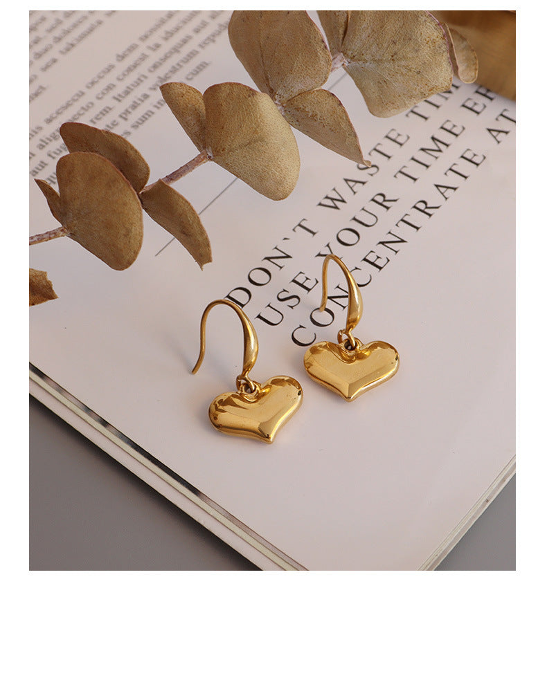Heart Earrings dangle 18k gold-plated stainless-steel jewelry