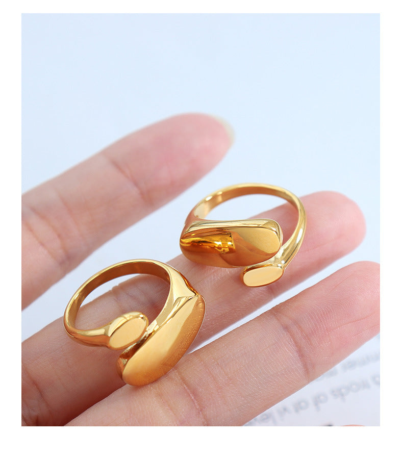 Irregular shaped open ring titanium steel 18k gold