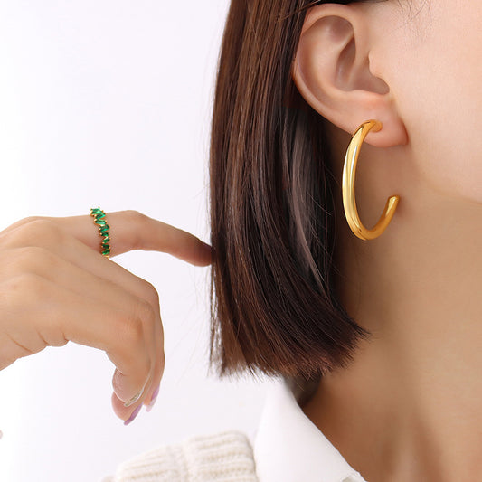 new fashion versatile high-quality C-shaped stainless steel earrings hoops