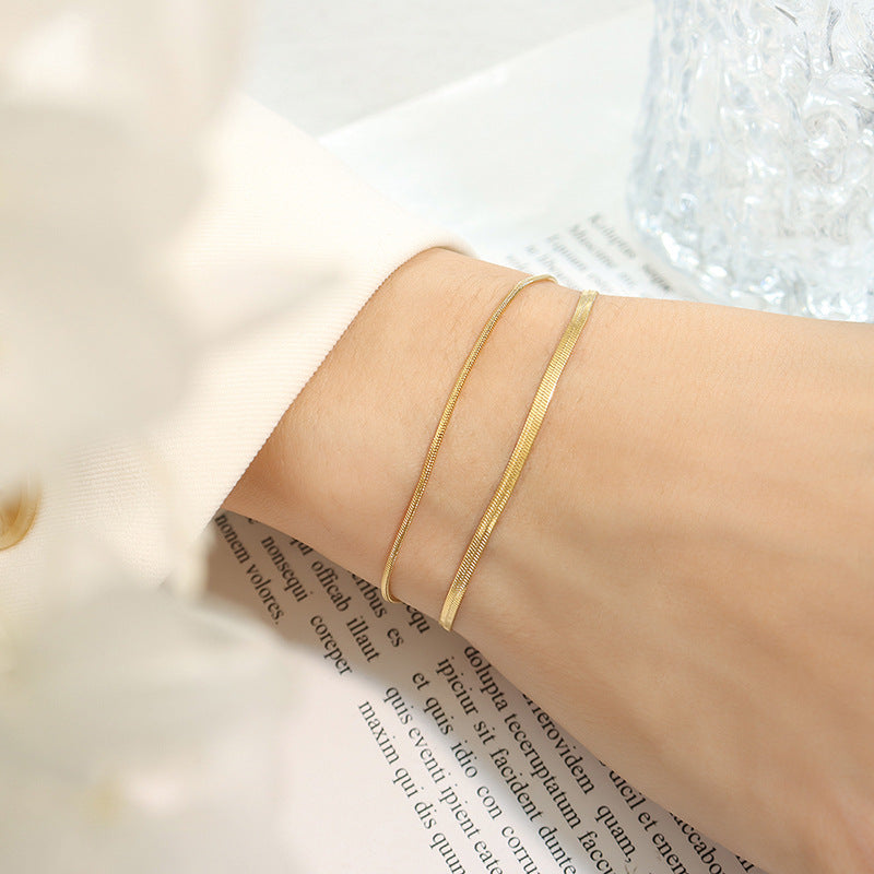 double blade chain delicate bracelet versatile trend titanium steel gold-plated girlfriend jewelry