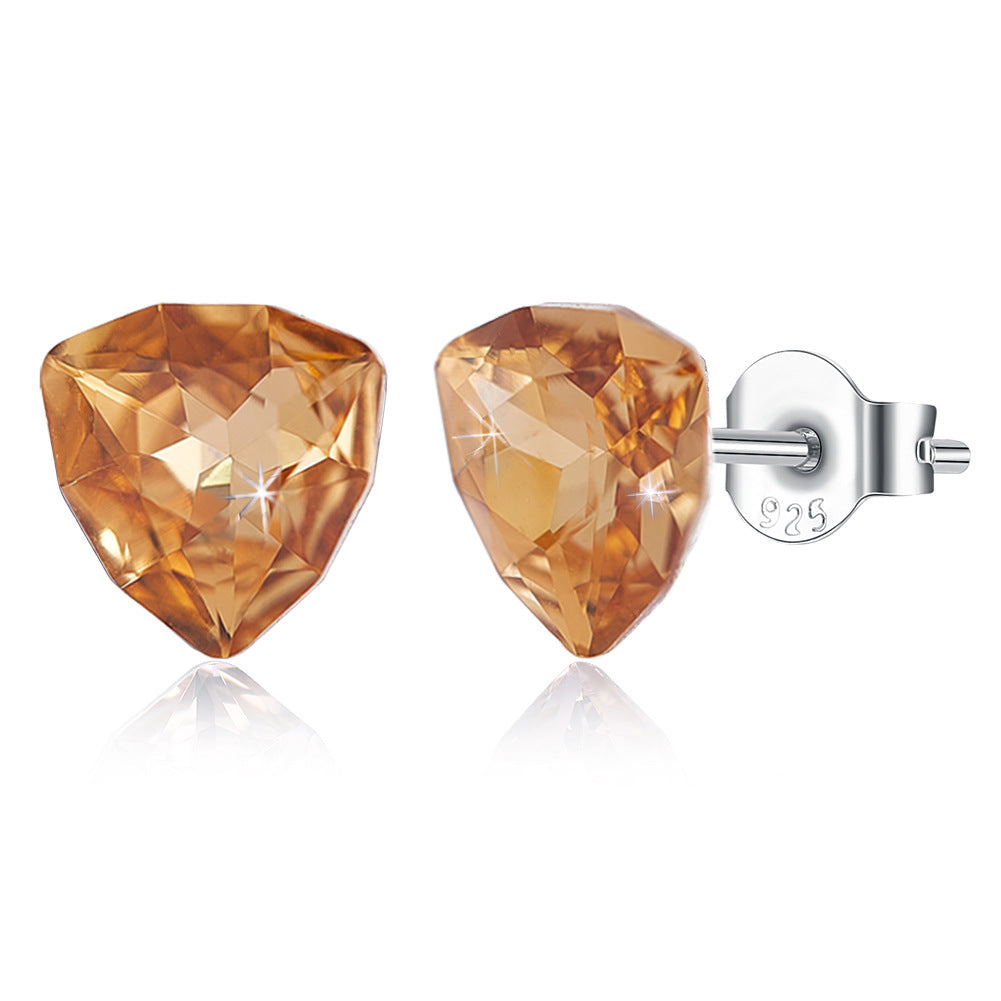 Austria Crystal 925 sterling silver earrings female multicolor small fresh triangle earrings