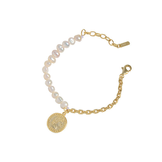 natural pearl franc chain bracelet sterling silver S925 female fashion chain bracelet