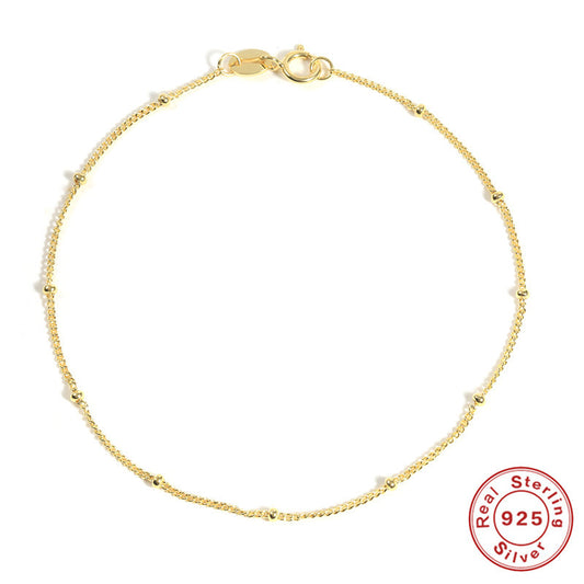 S925 Sterling Silver Beans Chain Overlay Bracelet Gold Beads Delicate Minority Design Premium Hand Jewelry