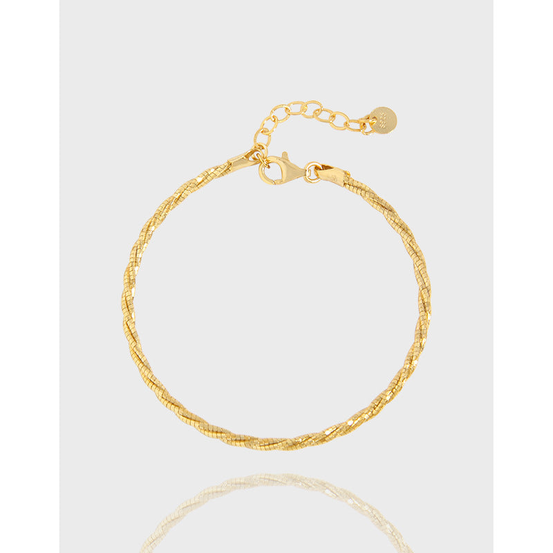 shiny sterling silver strand rope bracelet S925 feminine chain bracelet