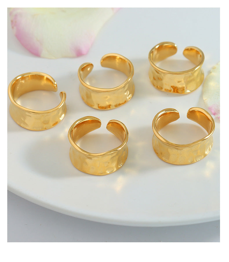 Handmade Ring Opening Design Titanium Steel Gold-plated Ring