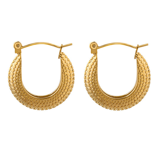 C-shaped hoop earrings female titanium steel 18K gold plated buckle earring