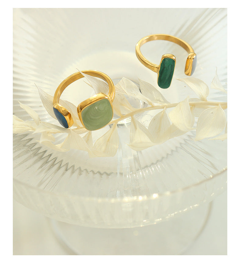 Opening adjustable enamel ring gold-plated ring personalized jewelry