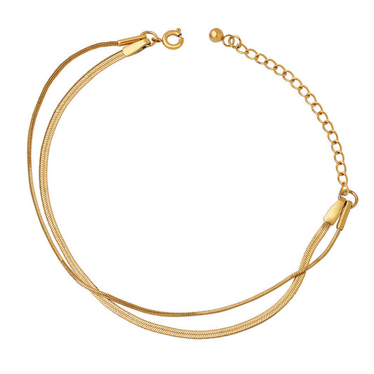 double blade chain delicate bracelet versatile trend titanium steel gold-plated girlfriend jewelry