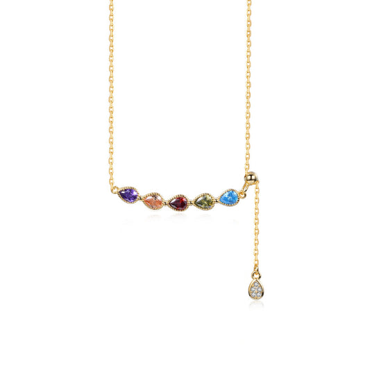 Rainbow zircon necklace female 925 sterling silver more wear ways