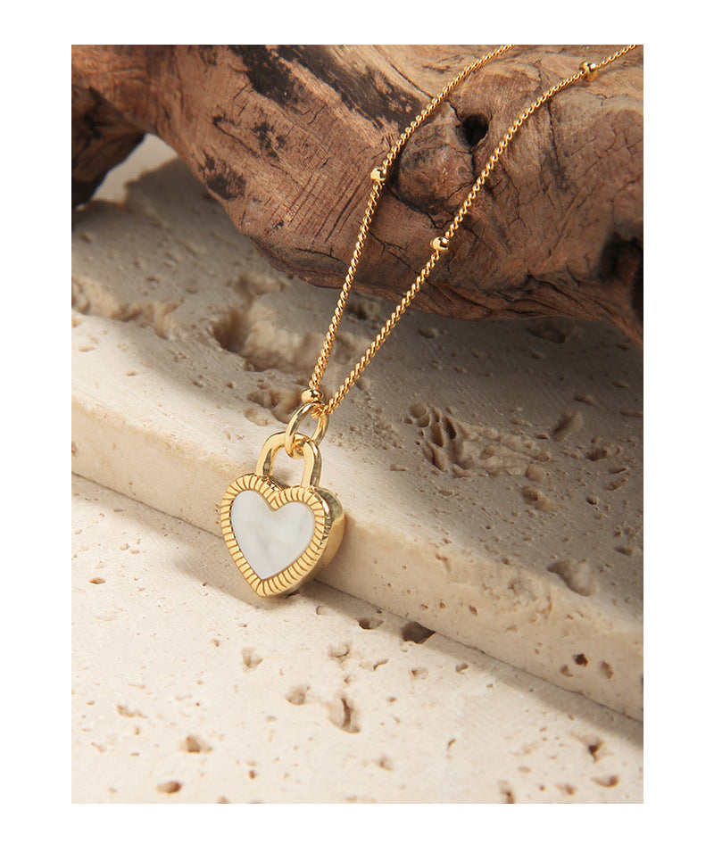 love heart black and white double-sided agate necklace sterling silver S925 female pendant