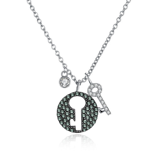 Austria crystal necklace S925 sterling silver key fashion pendant