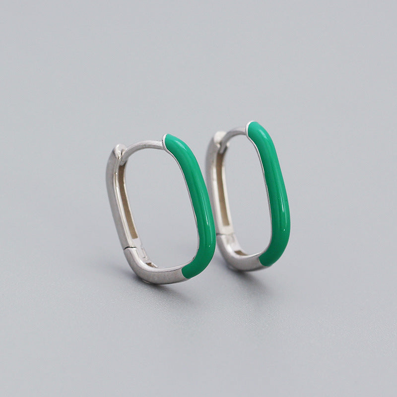 Enamel U-shaped hoops popular in Europe and America earrings women