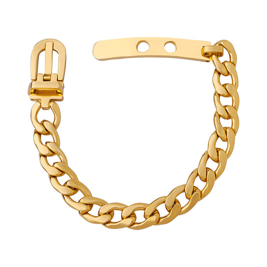 thick chain press buckle strap bracelet titanium steel 18k gold plated high quality jewelry