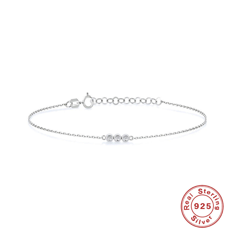 S925 sterling silver triple diamond inlaid bracelet jewelry luxury chain bracelet