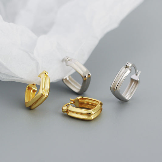 gold high-quality  wholesale silver double square U shaped earrings female daily wear