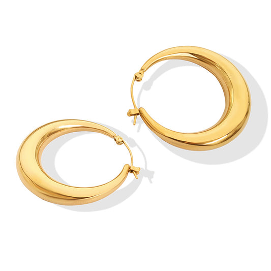 U-shaped geometric earrings fashion simple titanium plated 18K gold earring big hoops