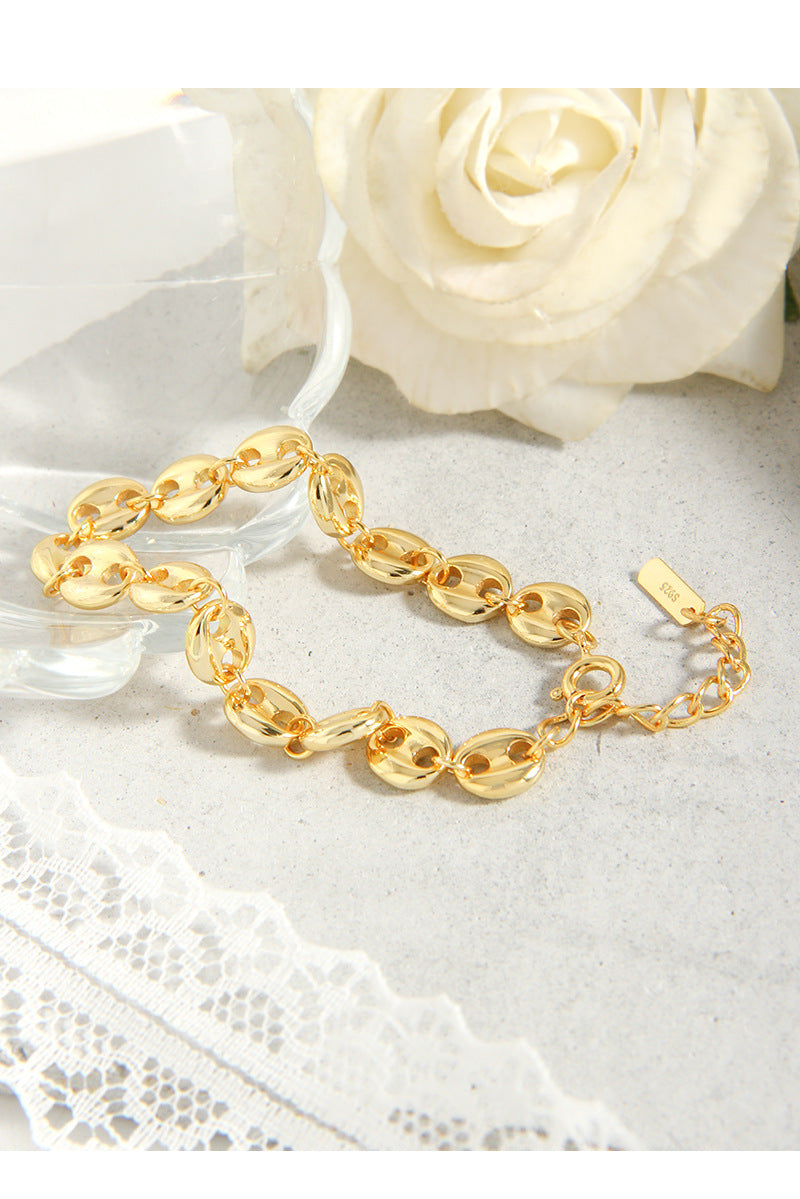 fashionable pig nose bracelet sterling silver S925 female chain bracelet