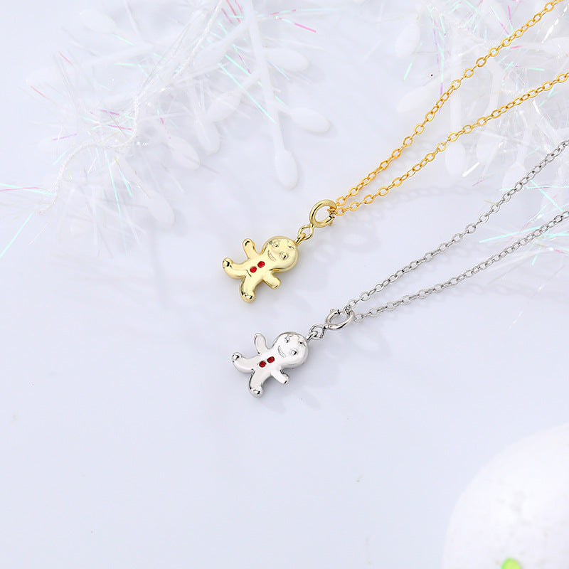 925 sterling silver Christmas cute gingerbread man cookie pendant