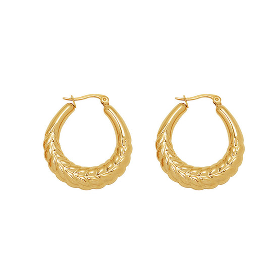 new U-shaped earrings hoops vintage 18K gold-plated stainless-steel earrings