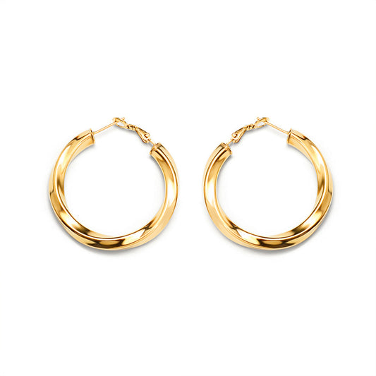 twisted C-shaped earrings cross-border hot sale titanium steel plated 18K hoops