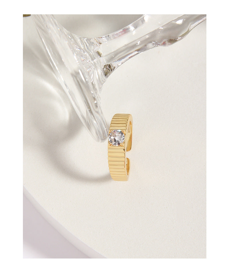 zircon sterling silver S925 female open fashion ring