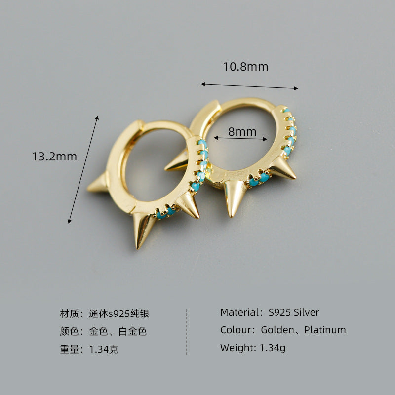 turquoise hoop earrings gold color in 925 sterling silver